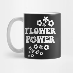 Black n White Flower Power Seamless Pattern Graphic Print Mug